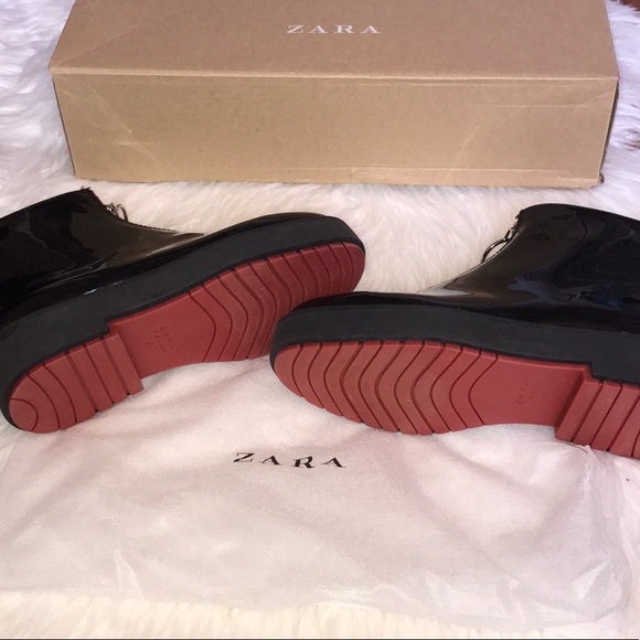 SOLD ‼️‼️‼️Zara Women Flat faux patent ankle boots - Picture 4 of 4